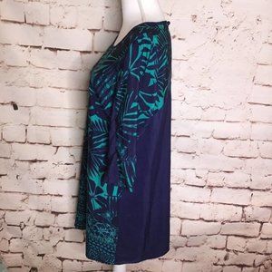 BeBop Green and Blue Print Shift Dress in Medium